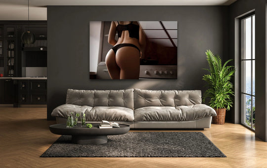 Striking sex drawing on tempered glass, perfect as sexy art decor
