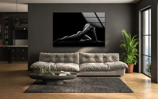 Erotic paintings and nude artwork showcased in sleek wall art
