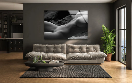 Erotic paintings and nude artwork showcased in sleek wall art
