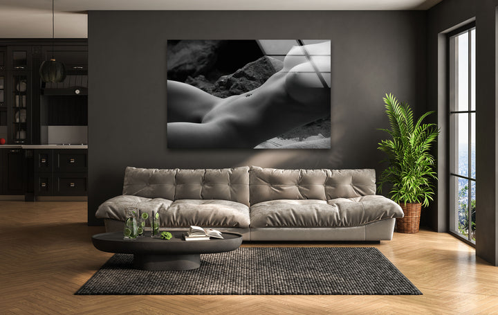 Erotic paintings and nude artwork showcased in sleek wall art
