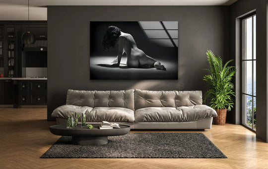 Glass wall art featuring captivating erotic paintings and nude designs
