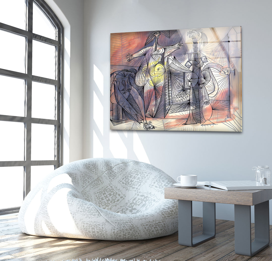 Bathers With Crab by Pablo Picasso Glass Wall Art
