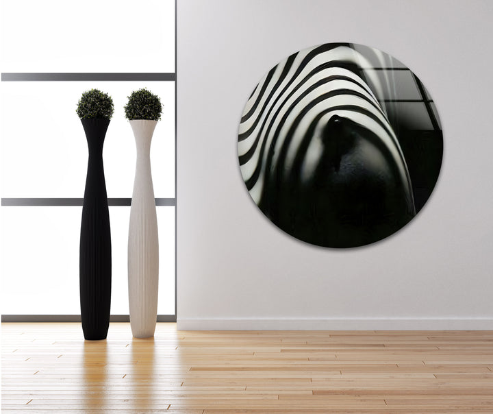 Nackte Frau Zebra gestreift Glas Wandkunst