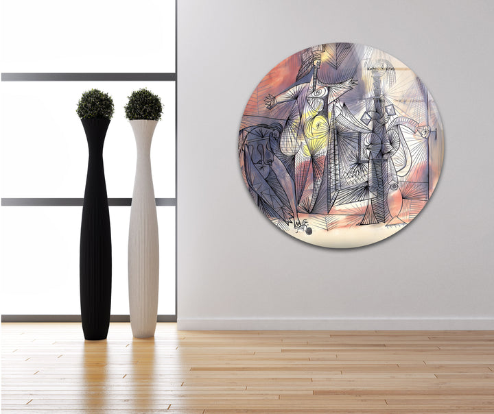 Bathers With Crab by Pablo Picasso Glass Wall Art