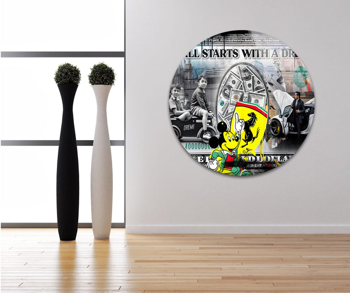 Money & Mickey Mouse Glass Wall Art Glass Printing Wall Art, Print photos on glass
