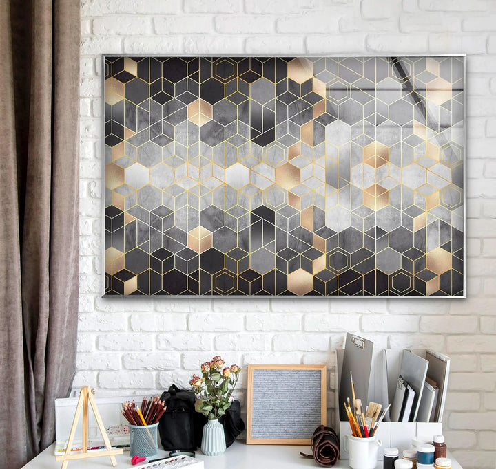 Mosaic Hexagon Glass Wall Art art glass wall art, glass wall art pictures
