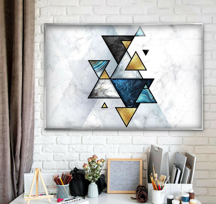Geometric Abstract Marble Glass Wall Art custom glass photo prints, large glass prints
