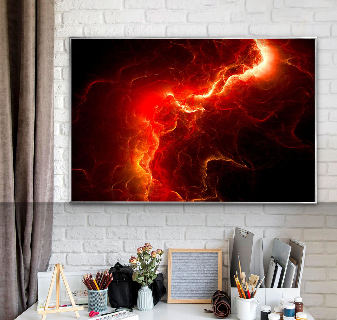 Red Storm Abstract Glass Wall Art
