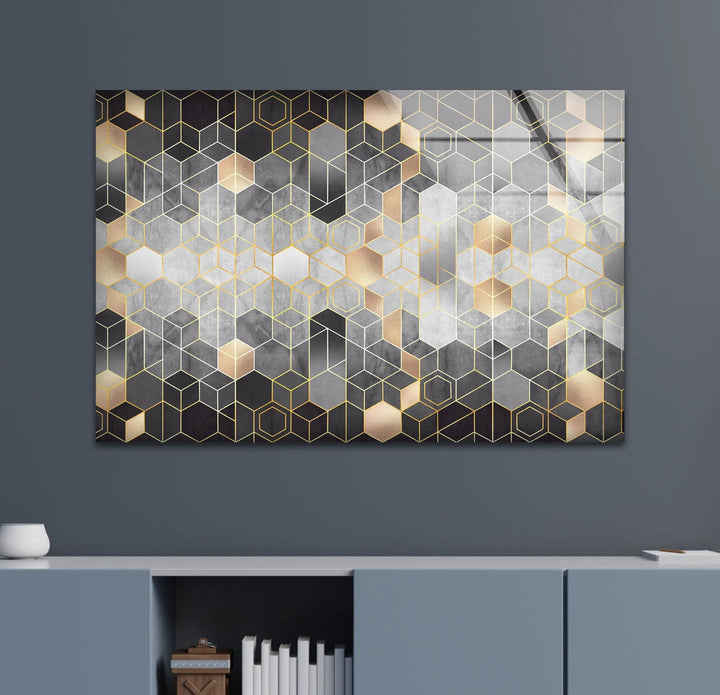 Mosaic Hexagon Glass Wall Art glass wall decor, glass wall art decor