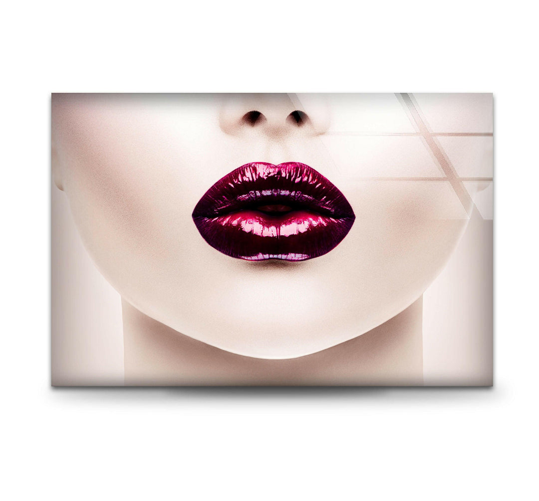 Red Lips Woman Cool Art Glass Wall Art Decorative Abstract Paintings on Glass