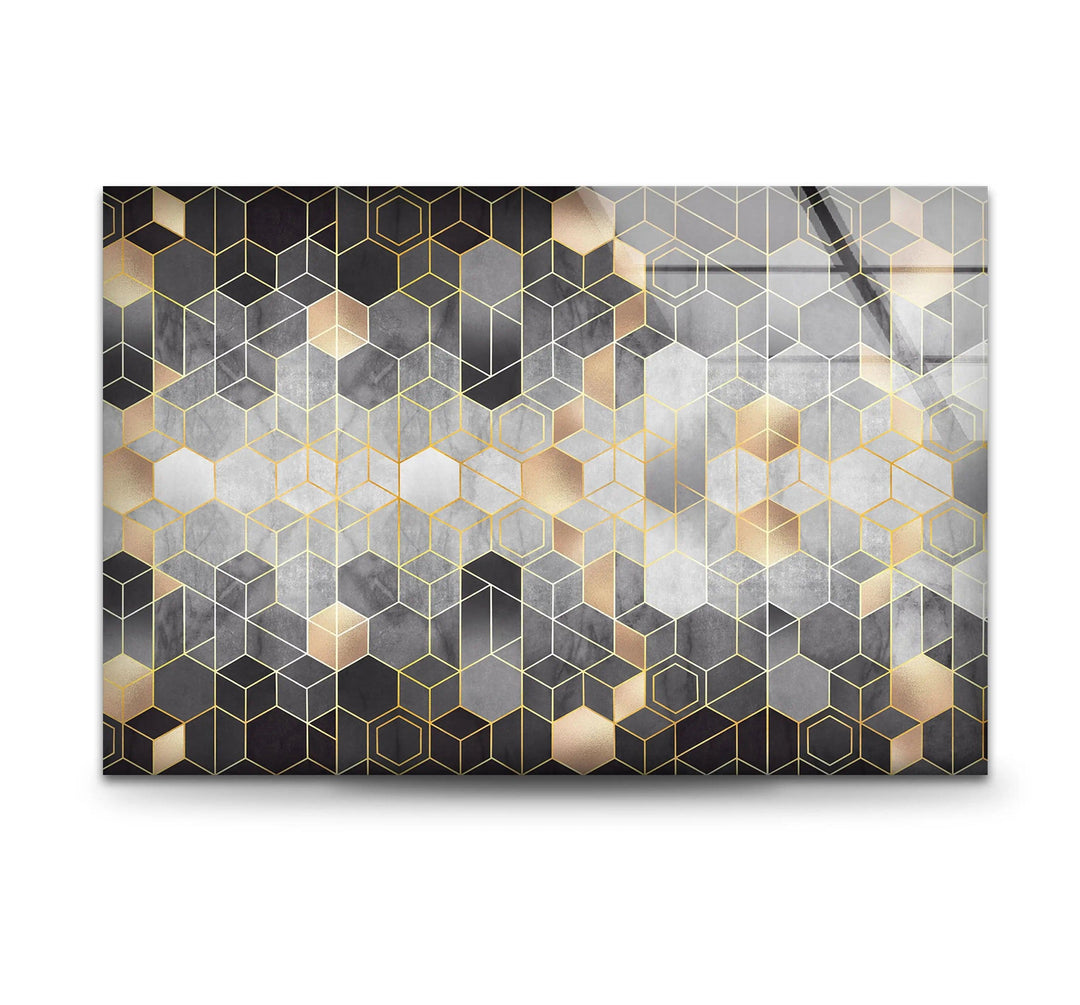 Mosaic Hexagon Glass Wall Art Glass Printing Wall Art, Print photos on glass
