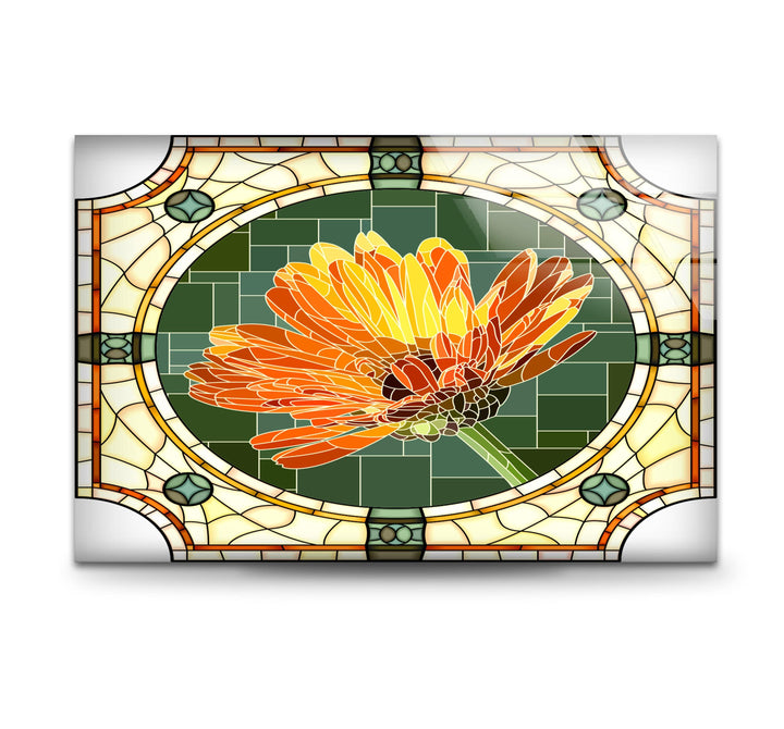 Stained Flower Orange Glass Wall Art glass image printing, glass prints from photos