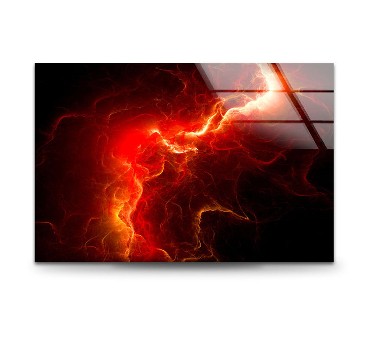 Red Storm Abstract Glass Wall Art