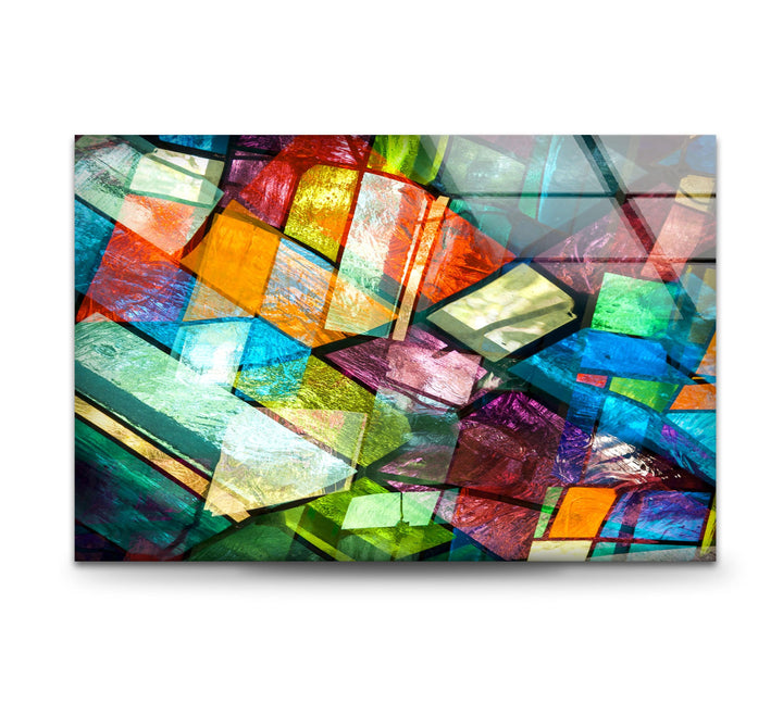 Stained Colorful Geometrics Glass Wall Art glass image printing, glass prints from photos