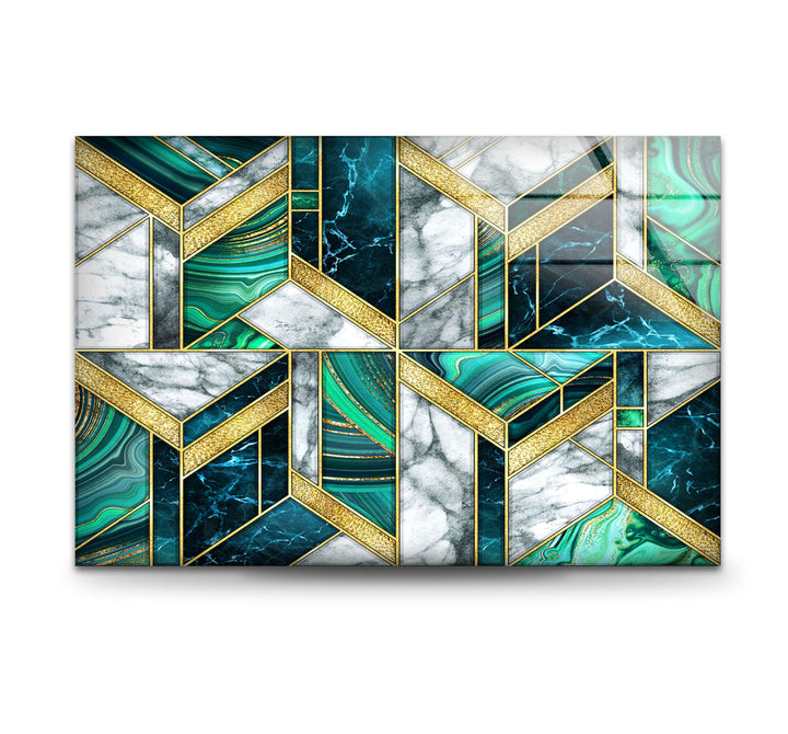 Grün-weißer Marmor Art Deco Glaswandkunst