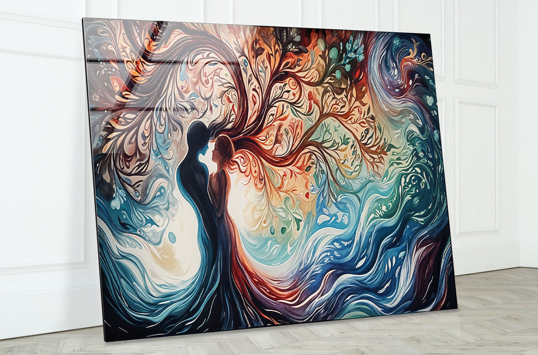 Man & Women Colored Glass Wall Art art glass wall art, glass wall art pictures
