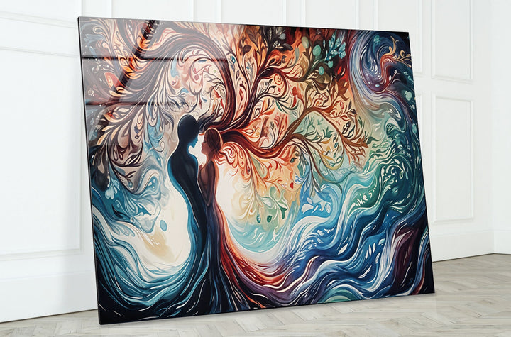 Man & Women Colored Glass Wall Art art glass wall art, glass wall art pictures
