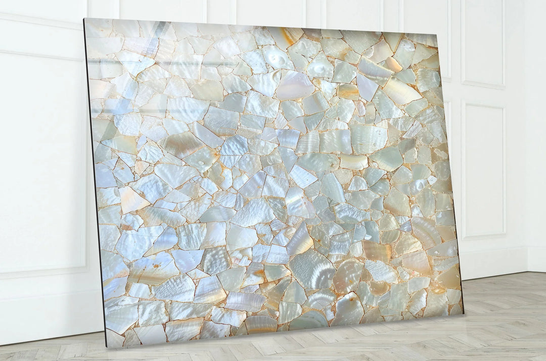 White Cracked Marble Design Glass Wall Art stained glass wall art, stained glass wall decor
