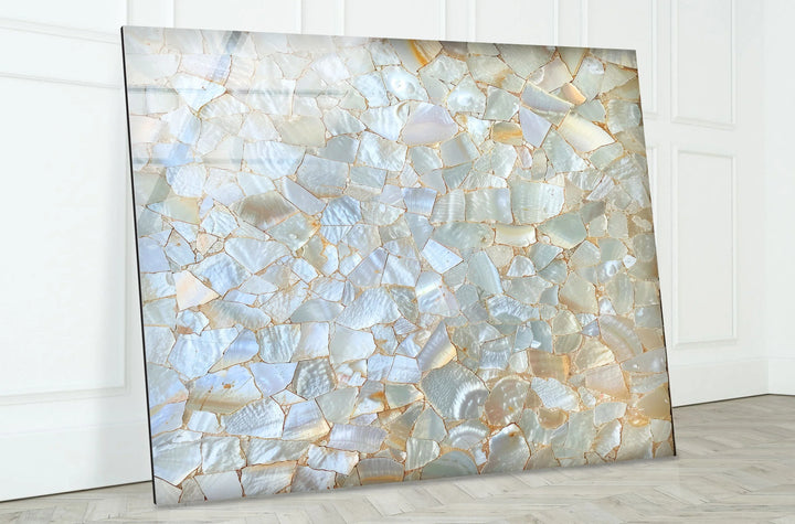 White Cracked Marble Design Glass Wall Art stained glass wall art, stained glass wall decor
