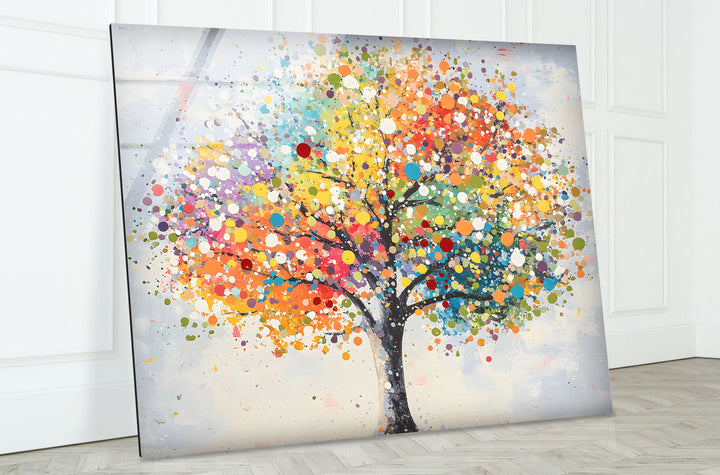 Color Splash Tree Glass Wall Art glass photo prints, glass picture prints
