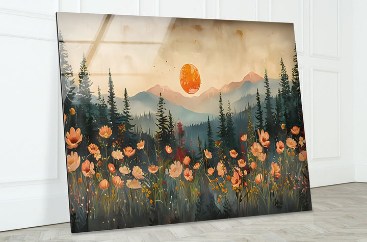 Blood Moon Paint Sunset Glass Wall Art glass image printing, glass prints from photos
