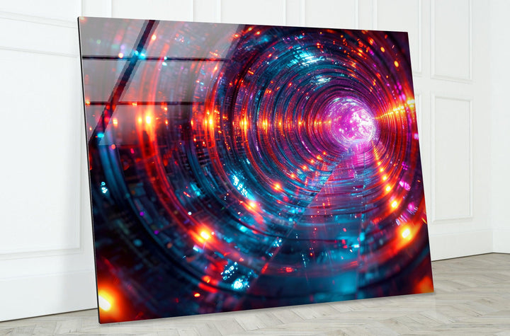Deep Rabbit Hole of Glowing Alien Glass Wall Art glass photo prints, glass picture prints
