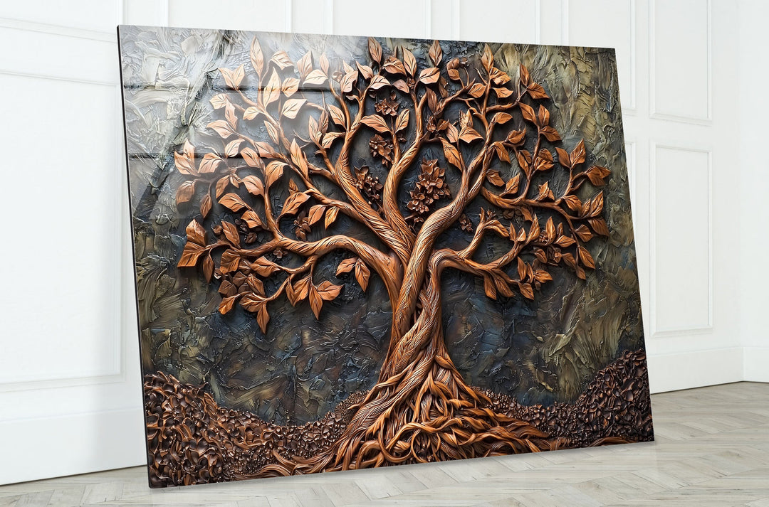 Bronze Vivid Tree Glass Wall Art large glass photo prints, glass wall photos
