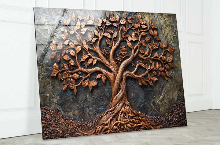 Bronze Vivid Tree Glass Wall Art large glass photo prints, glass wall photos
