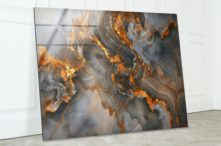 Marble Grey & Wood Glass Wall Art glass wall decor, glass wall art decor
