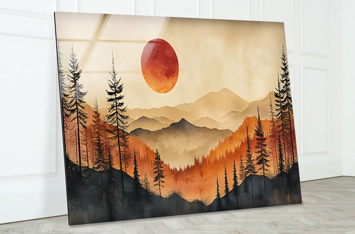 Warm Sunset Over Rolling Hills – A Stunning Glass Print for Any Space
