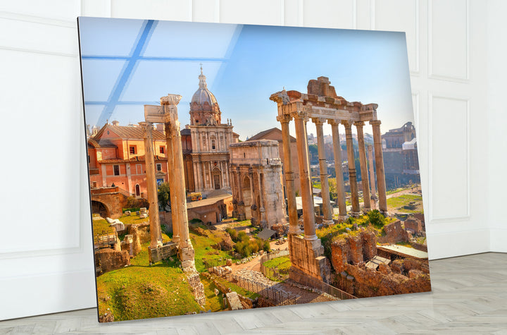Glaswandkunst des Forum Romanum – Ikonische antike Ruinen mit historischer römischer Architektur