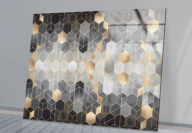 Mosaic Hexagon Tempered Glass Wall Art