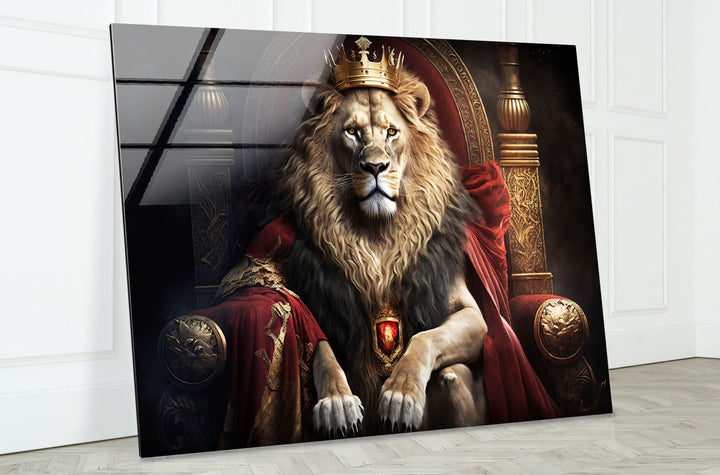 Königliche Wandkunst „König der Löwen“ – Majestätischer Tier-Glasdruck 