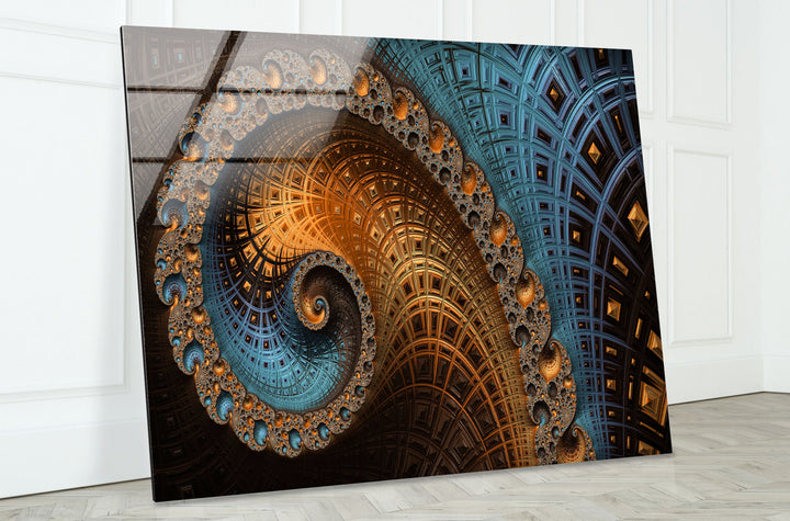 Spiral Fractal Wall Art – Geometric Abstract Glass Print Design