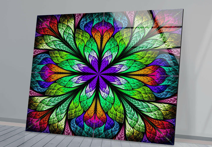 Fractal Flower in Glass Window Glass Wall Art large glass photo prints, glass wall photos
