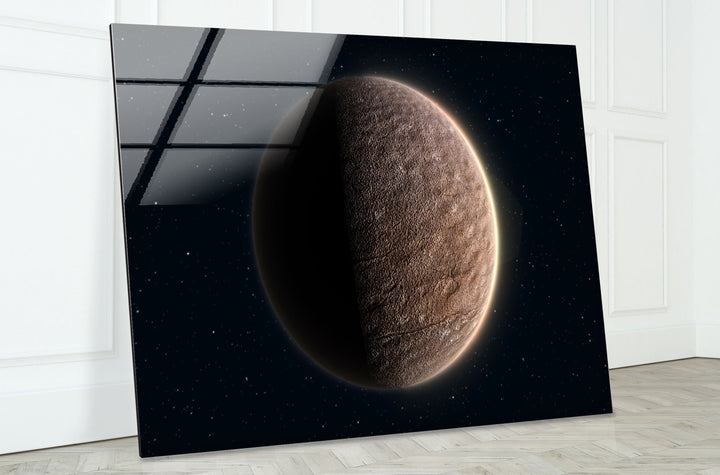 Wandkunst auf der Mondoberfläche – Minimalistischer Weltraum-Glasdruck 