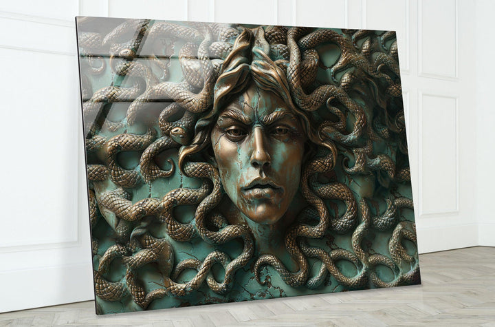 Medusa mit Schlangen Glaswandkunst