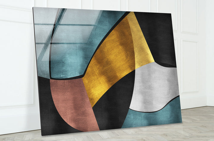 Mid Century Abstract Wall Art – Geometric Glass Print Decor