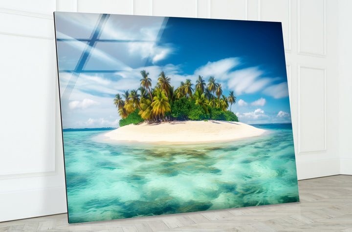Tropische Insel Wandkunst – Abgeschiedenes Paradies Ozean Glasdruck 