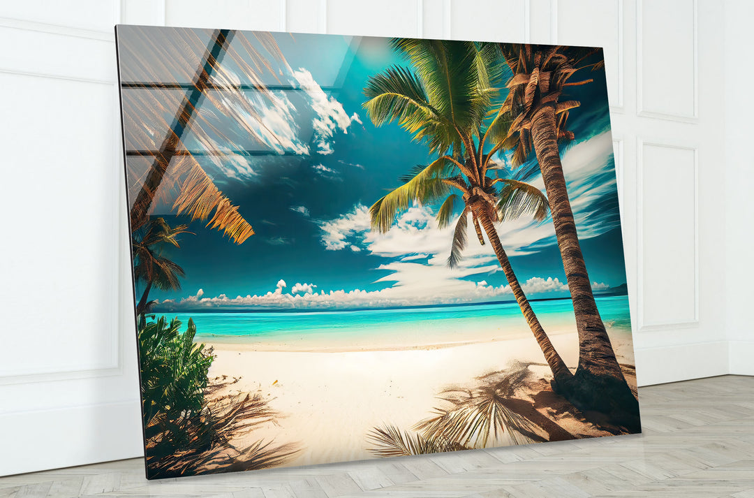 Tropical Beach Wall Art – Island Glass Print Decor