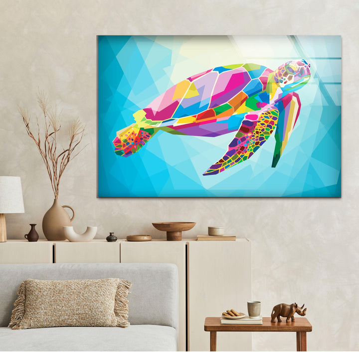 Colorful Caretta Glass Wall Art picture on glass wall art, photos printed on glass