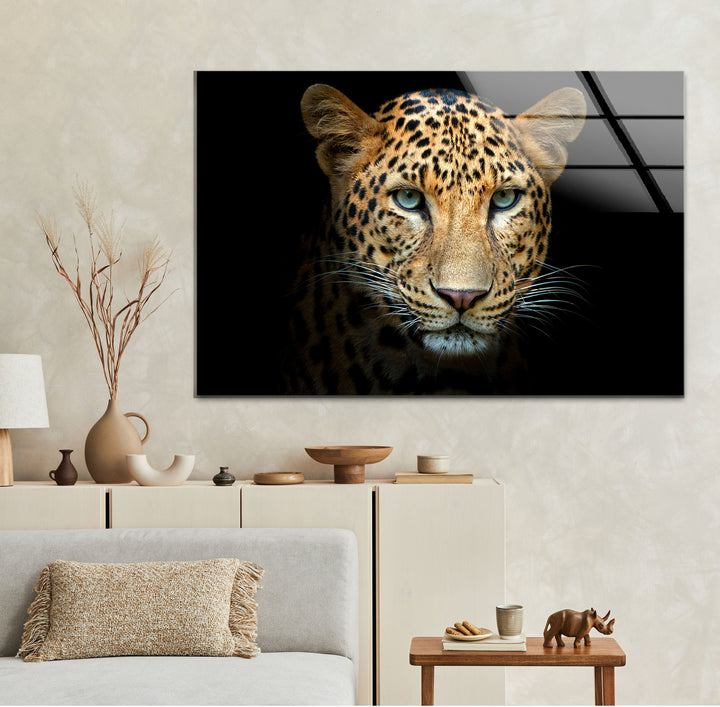 Leopard Portrait Glass Wall Art custom glass photo prints, large glass prints