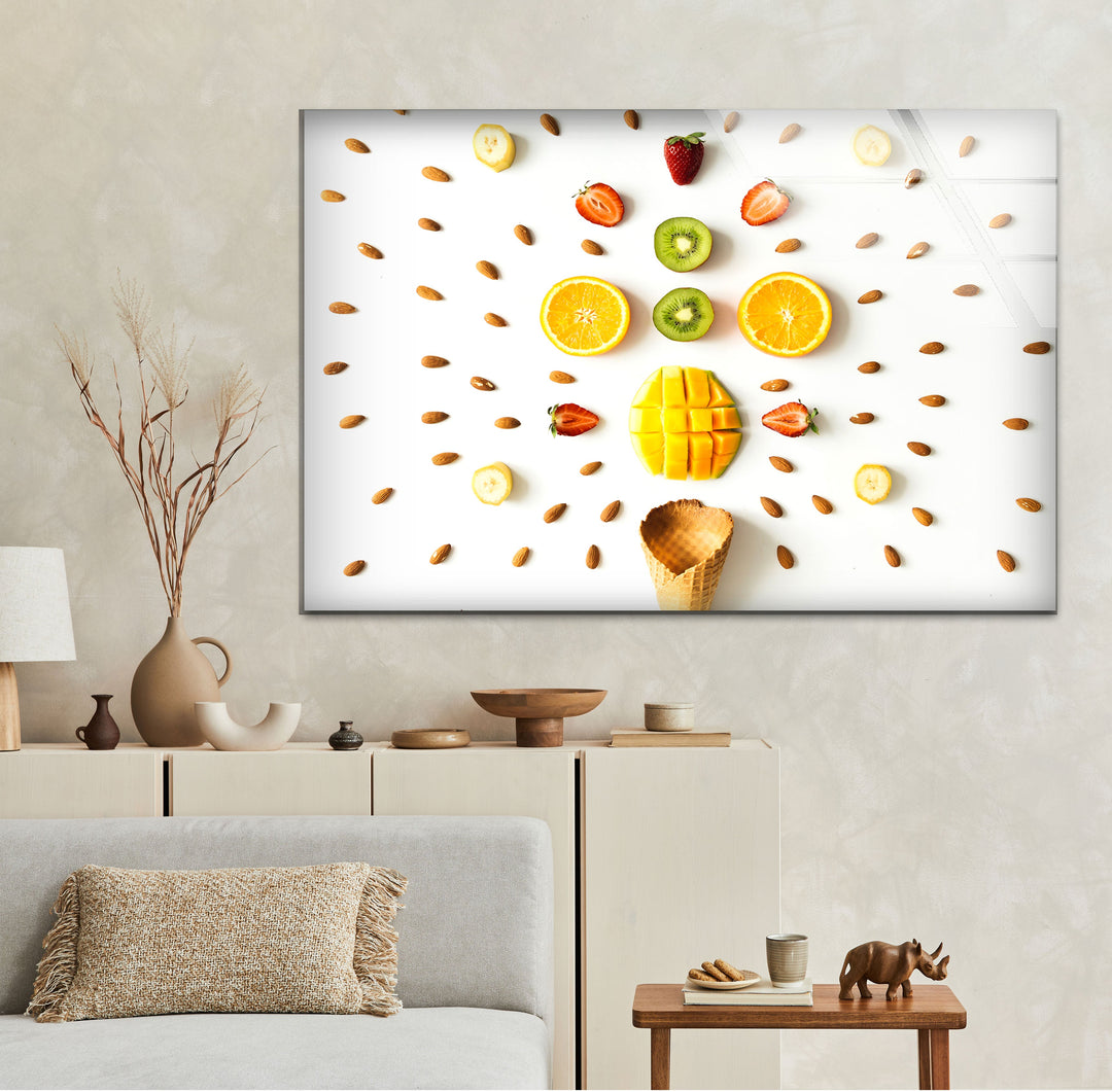 Colorful Fruits Glass Wall Art, custom glass pictures, glass art prints