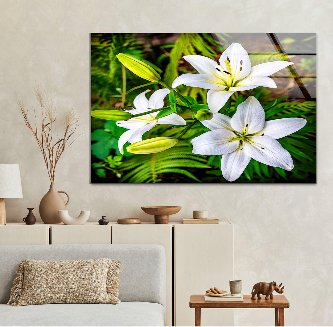 white lily decor White Lily Flowers Wall Art – Elegant Botanical Design – MyPhotoStation