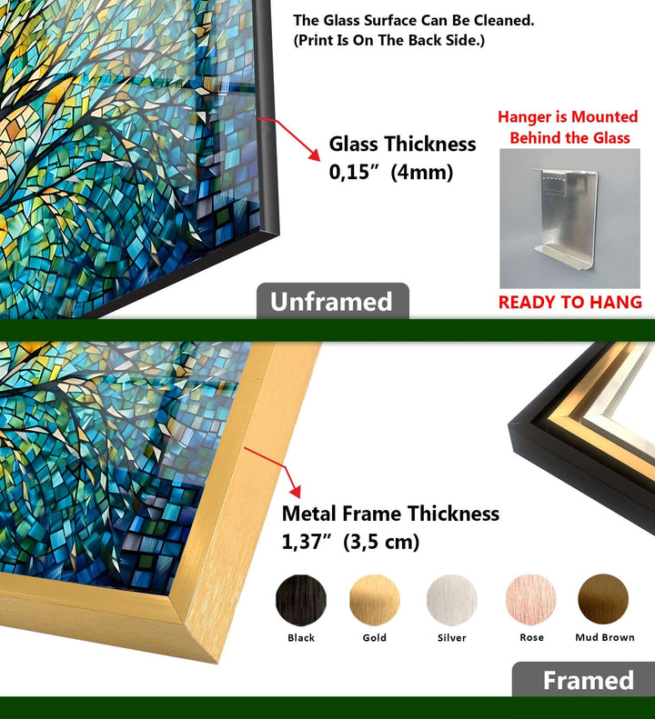 Colored Tree Glass Wall Art