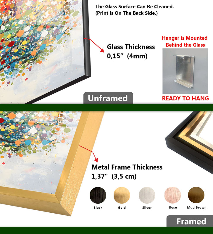 Color Splash Tree Glass Wall Art
