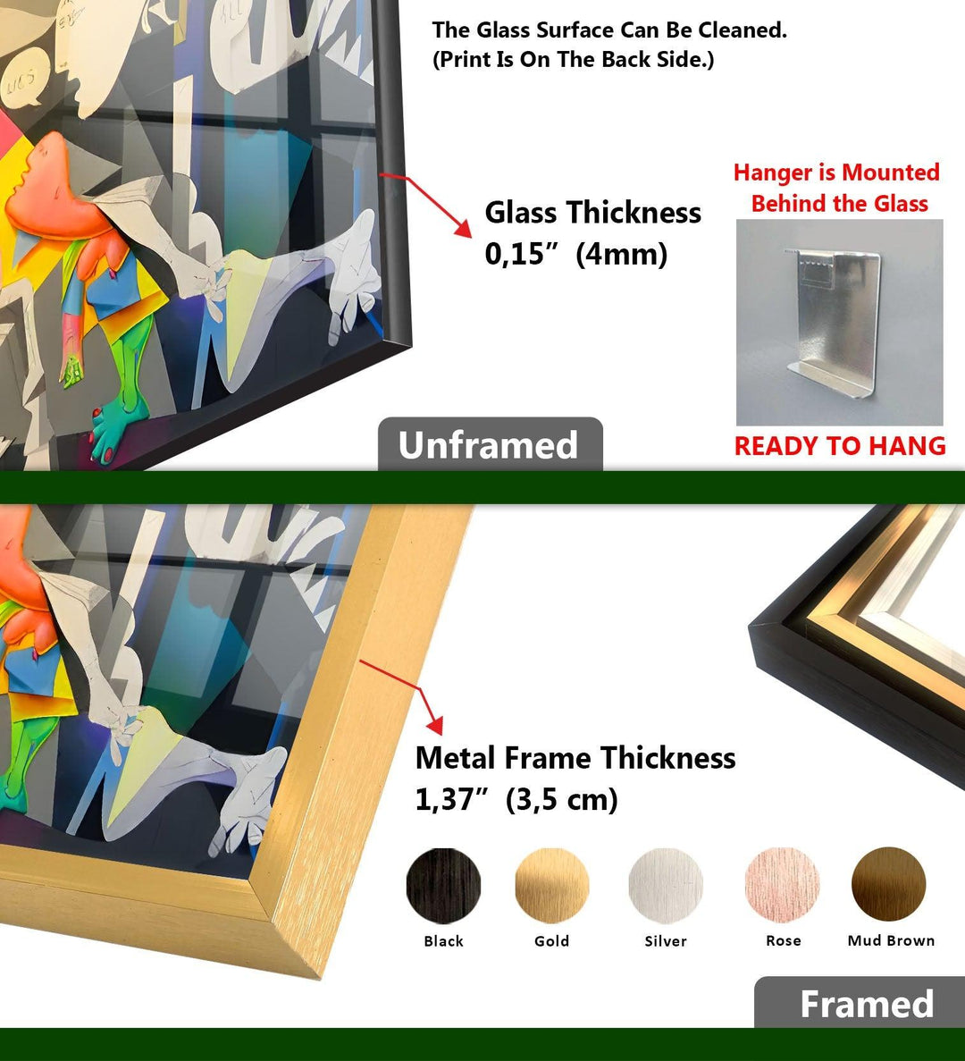 Guernico by Picasso Glass Wall Art
