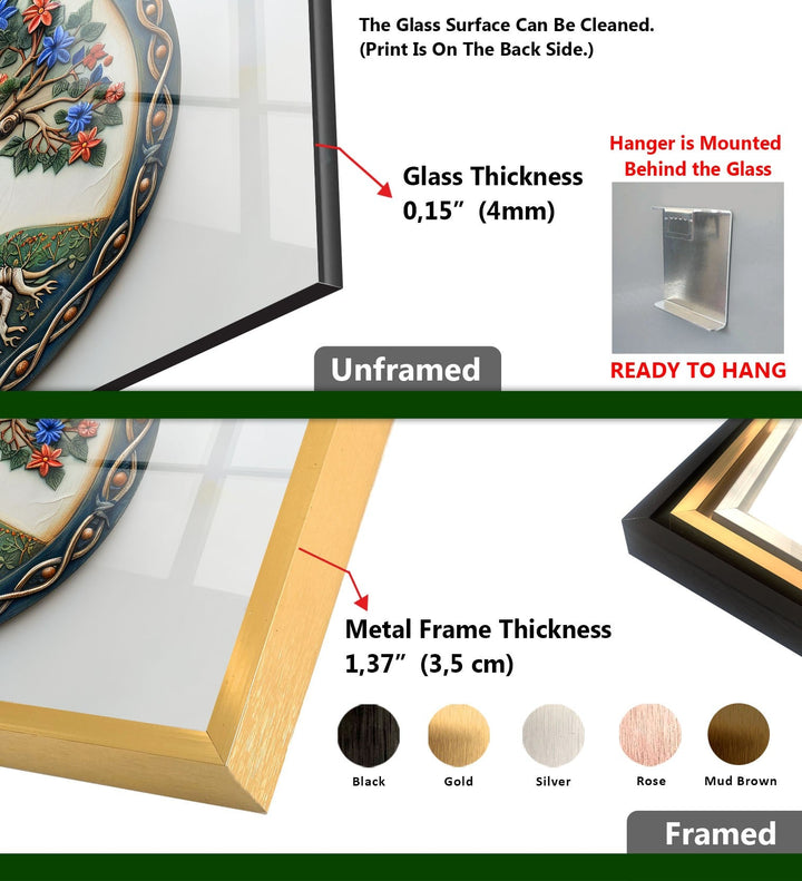 Kreisförmige grüne Baumkunst aus Glas als Wandkunst