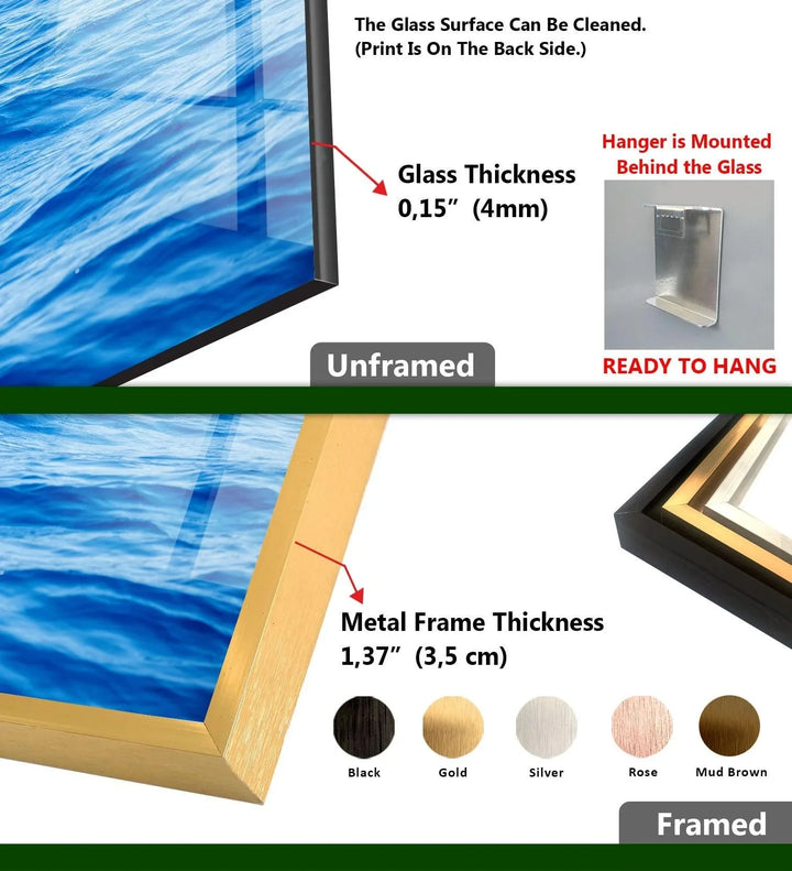 Vivid Blue Sea Waves Glass Wall Art - MyPhotoStation