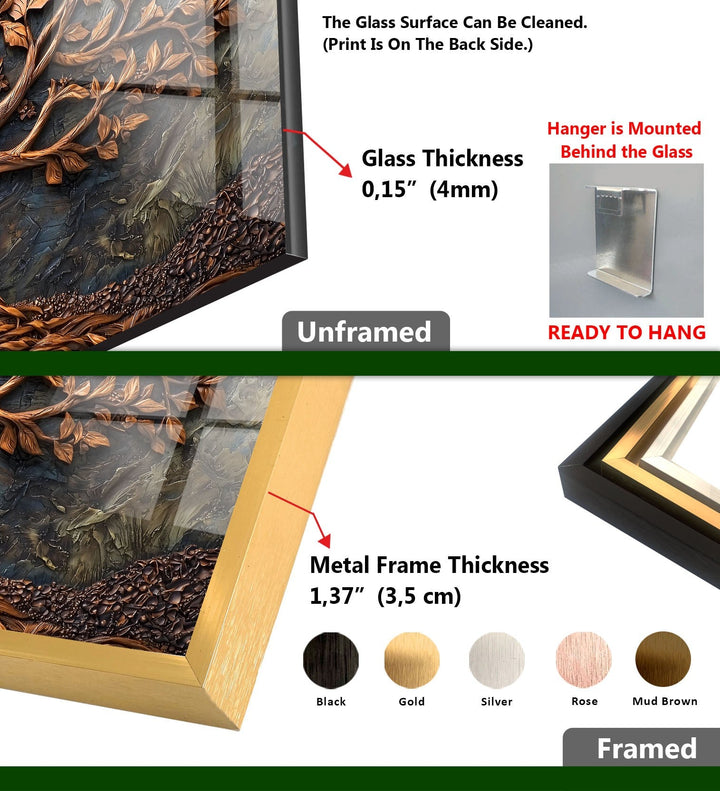 Bronze Vivid Tree Glass Wall Art